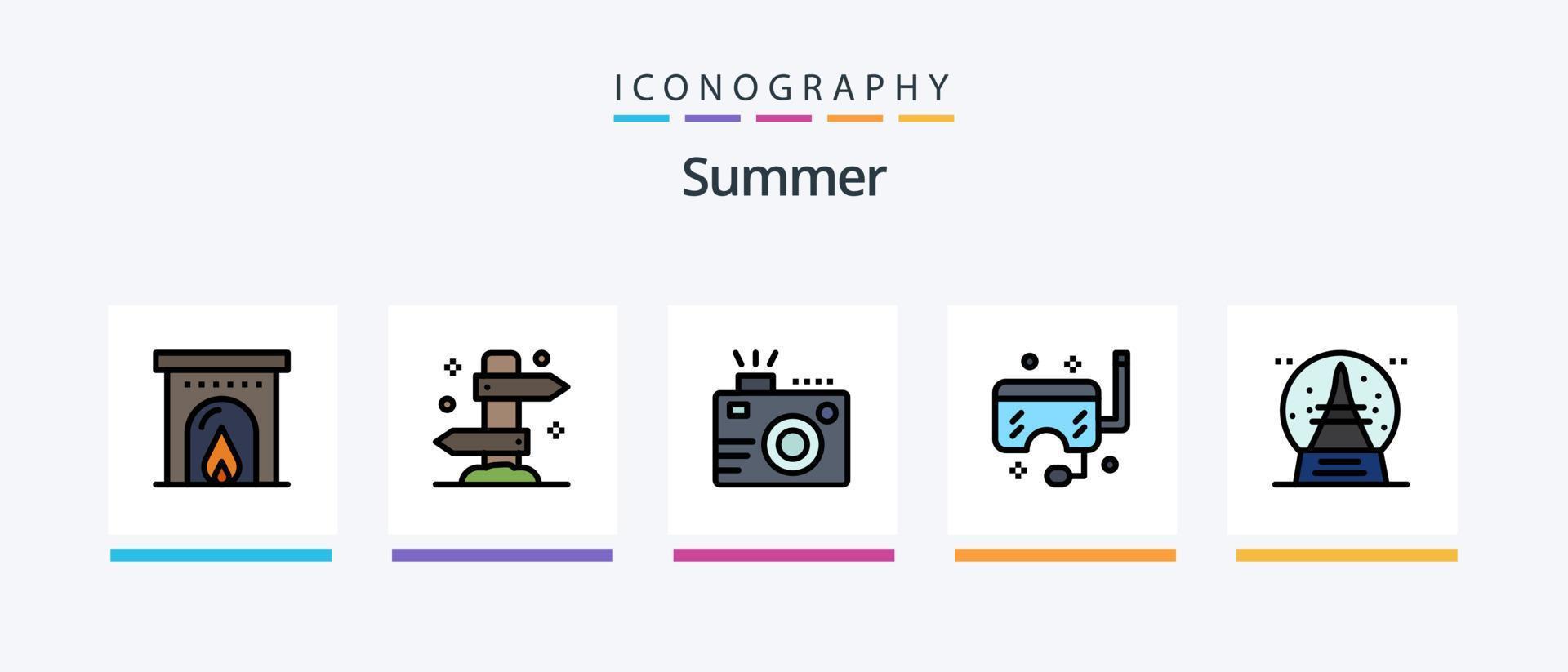 zomer lijn gevulde 5 icoon pak inclusief boom. natuur. zee. zomer. zeil. creatief pictogrammen ontwerp vector