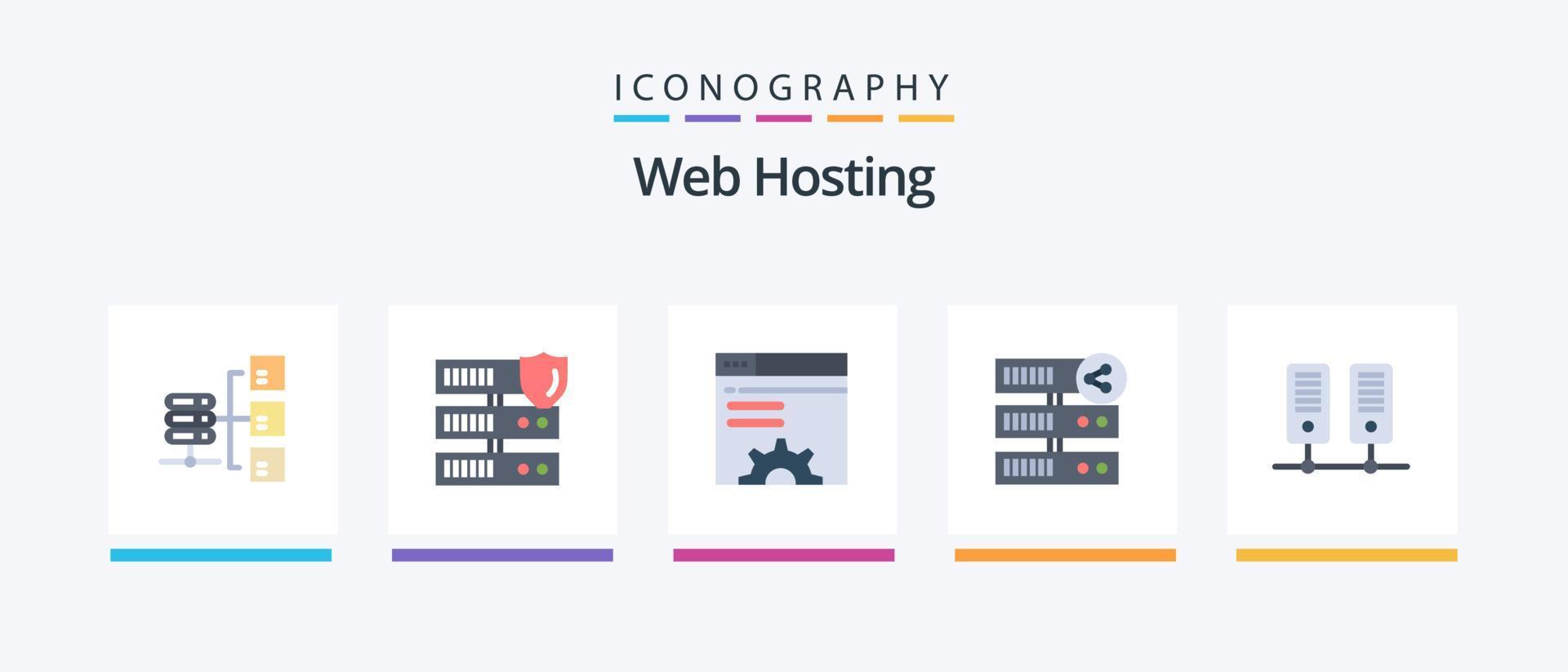 web hosting vlak 5 icoon pak inclusief centrum. server. gegevens. netwerk. hosten. creatief pictogrammen ontwerp vector