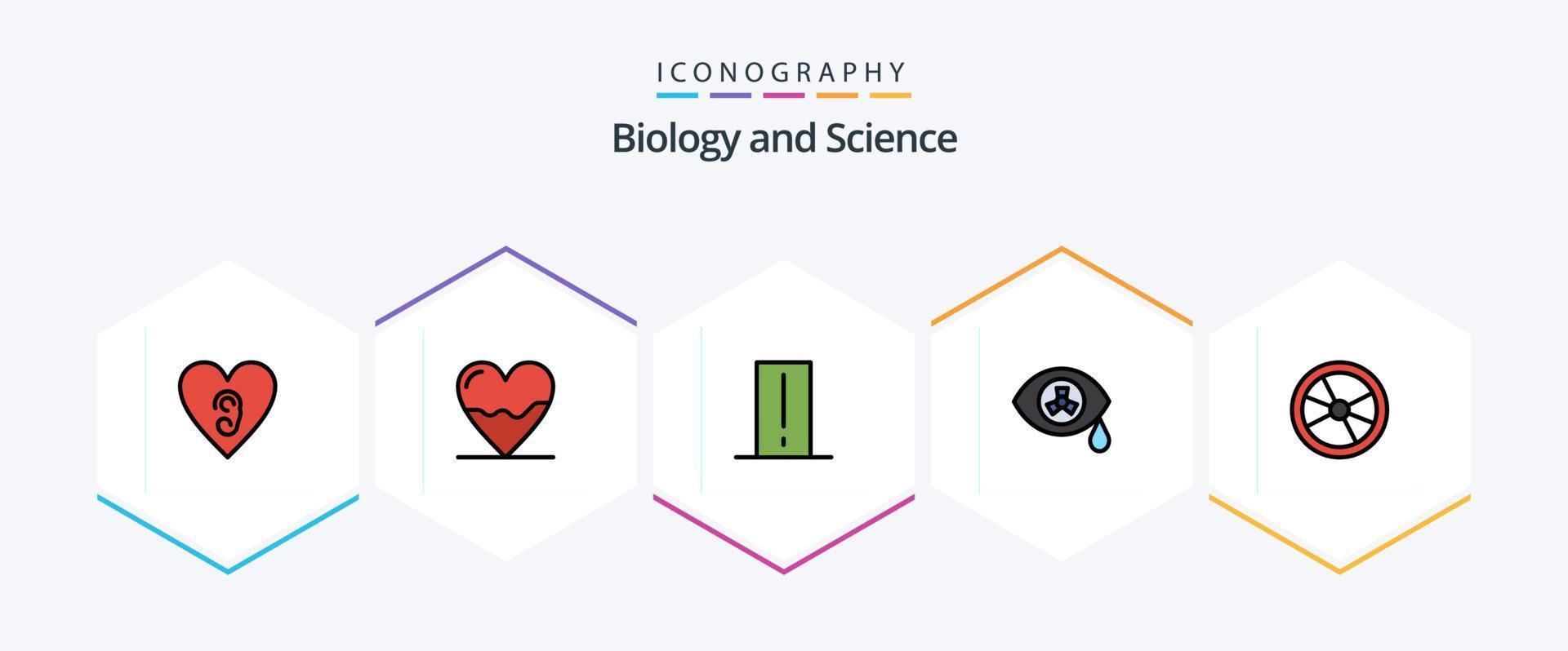 biologie 25 gevulde lijn icoon pak inclusief chemie. zombie. biologie meter. nucleair. licht mete vector