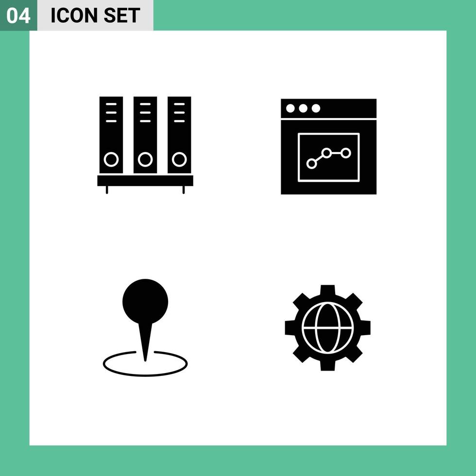 groep van 4 modern solide glyphs reeks voor archief plaats document communicatie markeerstift bewerkbare vector ontwerp elementen