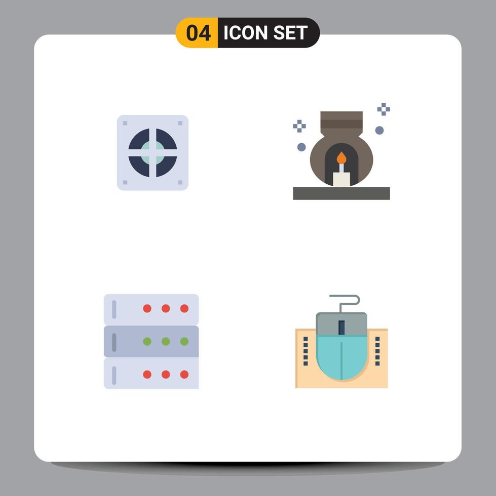vlak icoon pak van 4 universeel symbolen van afzuigkap databank loodgieter geur muis bewerkbare vector ontwerp elementen