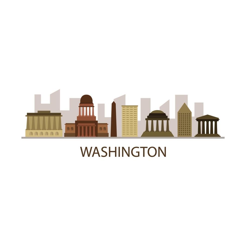 Washington skyline op witte achtergrond vector