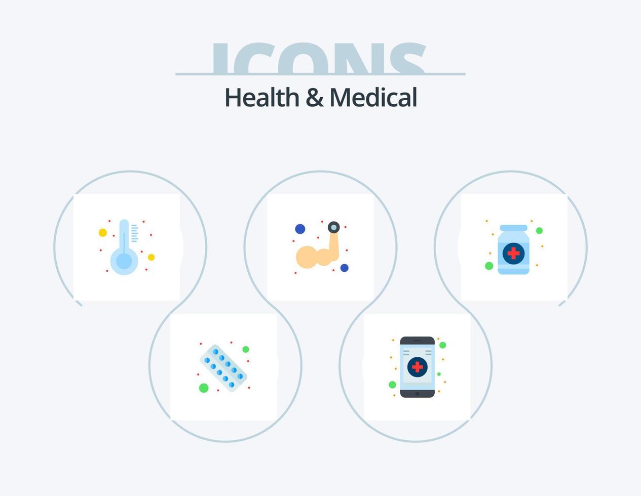 Gezondheid en medisch vlak icoon pak 5 icoon ontwerp. . mobiel app. drugs. online. geneeskunde vector