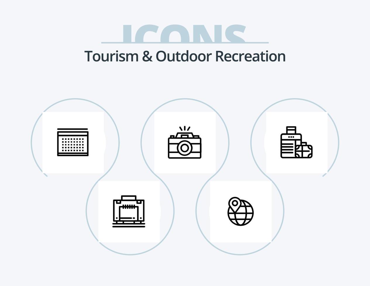 toerisme en buitenshuis recreatie lijn icoon pak 5 icoon ontwerp. mes. lunch. bril. vakantie. vecatie vector