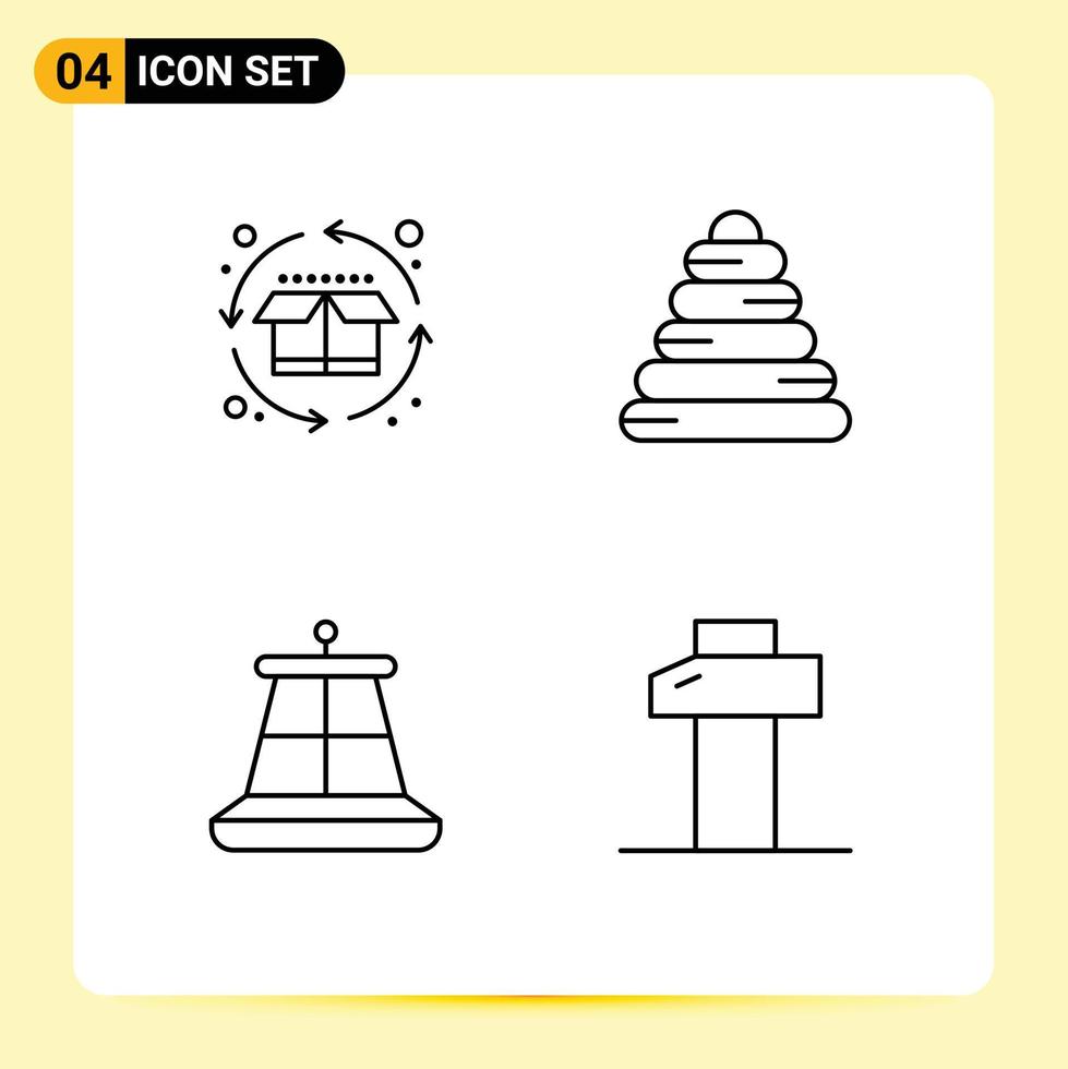 modern reeks van 4 gevulde lijn vlak kleuren pictogram van fiets nautische Product fiets speelgoed- hamer bewerkbare vector ontwerp elementen