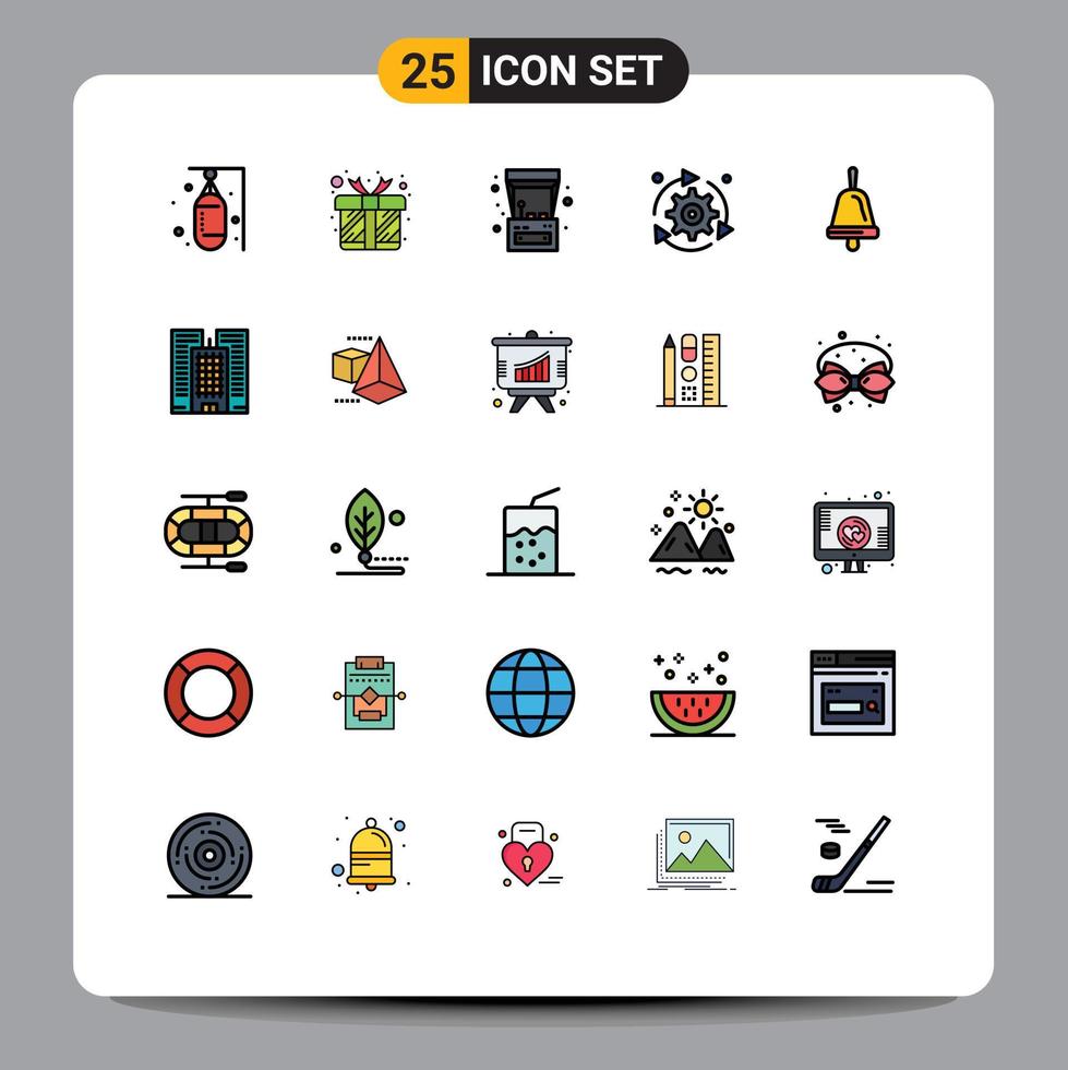 universeel icoon symbolen groep van 25 modern gevulde lijn vlak kleuren van opties configuratie doos pijl Speel bewerkbare vector ontwerp elementen