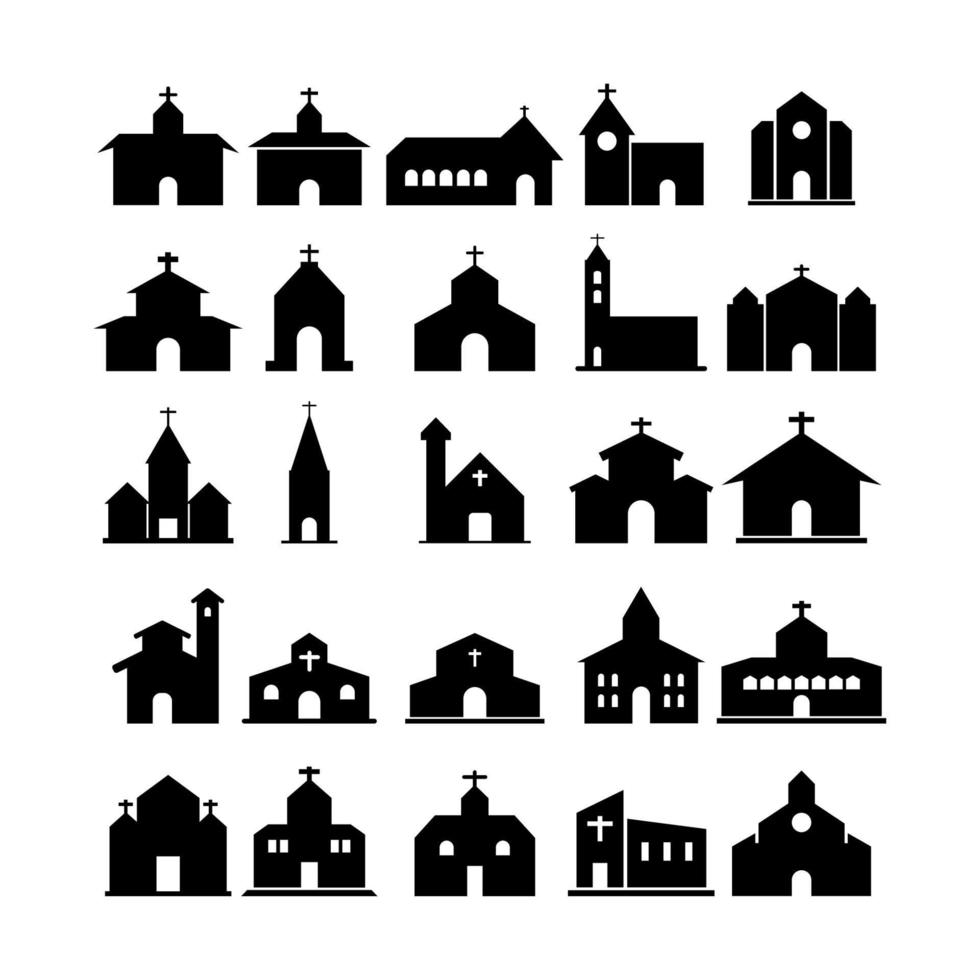 aantal kerken op witte achtergrond vector