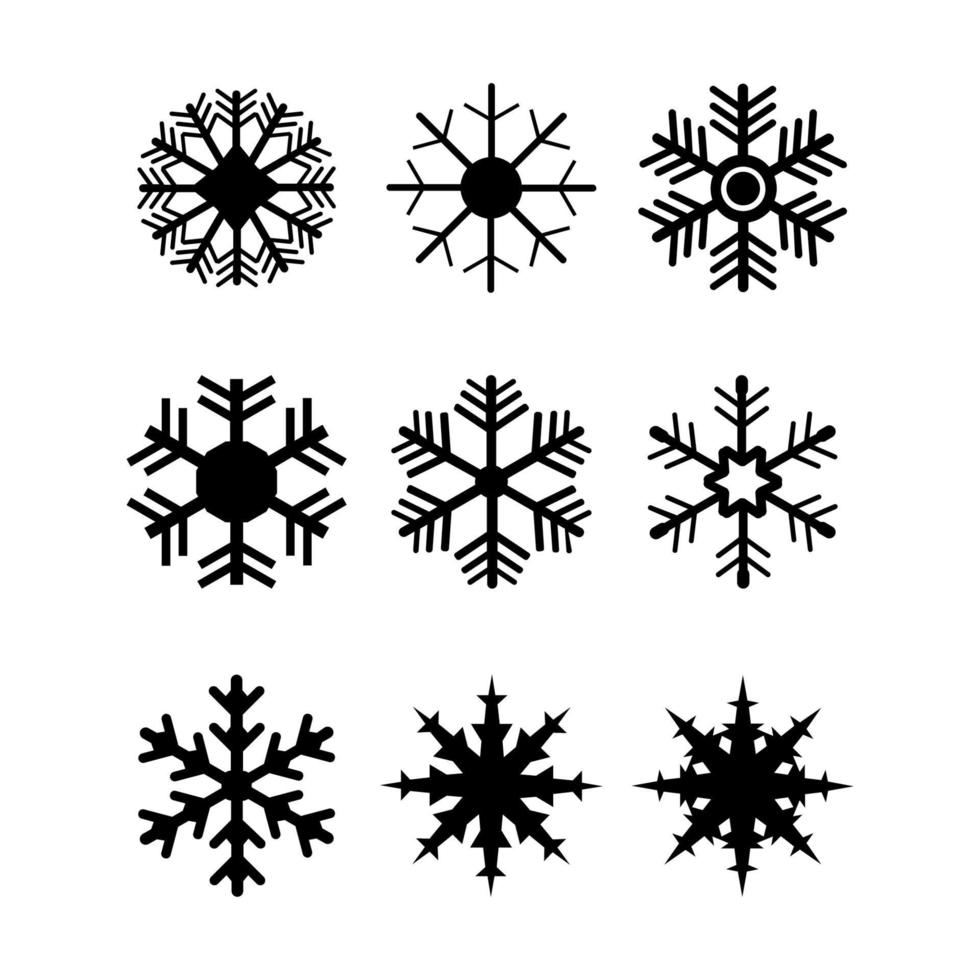 set sneeuwvlokken op witte achtergrond vector