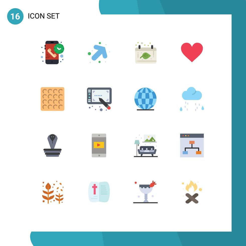 reeks van 16 modern ui pictogrammen symbolen tekens voor wafel bruiloft herfst teken liefde bewerkbare pak van creatief vector ontwerp elementen