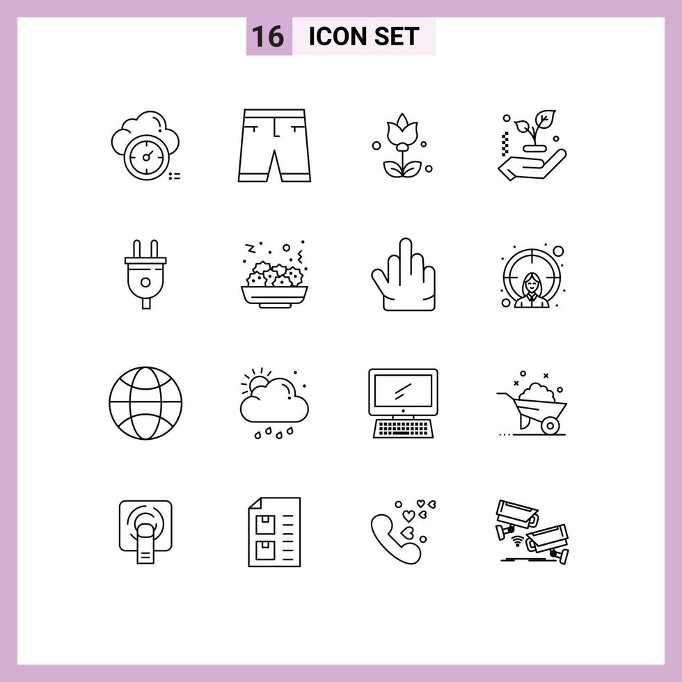 reeks van 16 modern ui pictogrammen symbolen tekens voor macht elektrisch shorts boom hand- bewerkbare vector ontwerp elementen