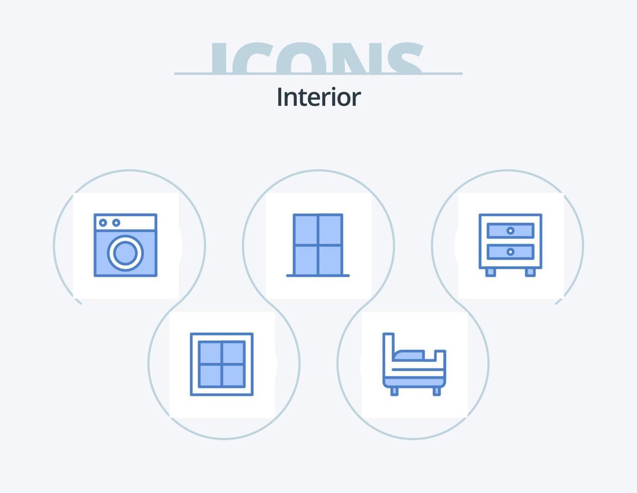interieur blauw icoon pak 5 icoon ontwerp. kastje. kamer. meubilair. interieur. meubilair vector