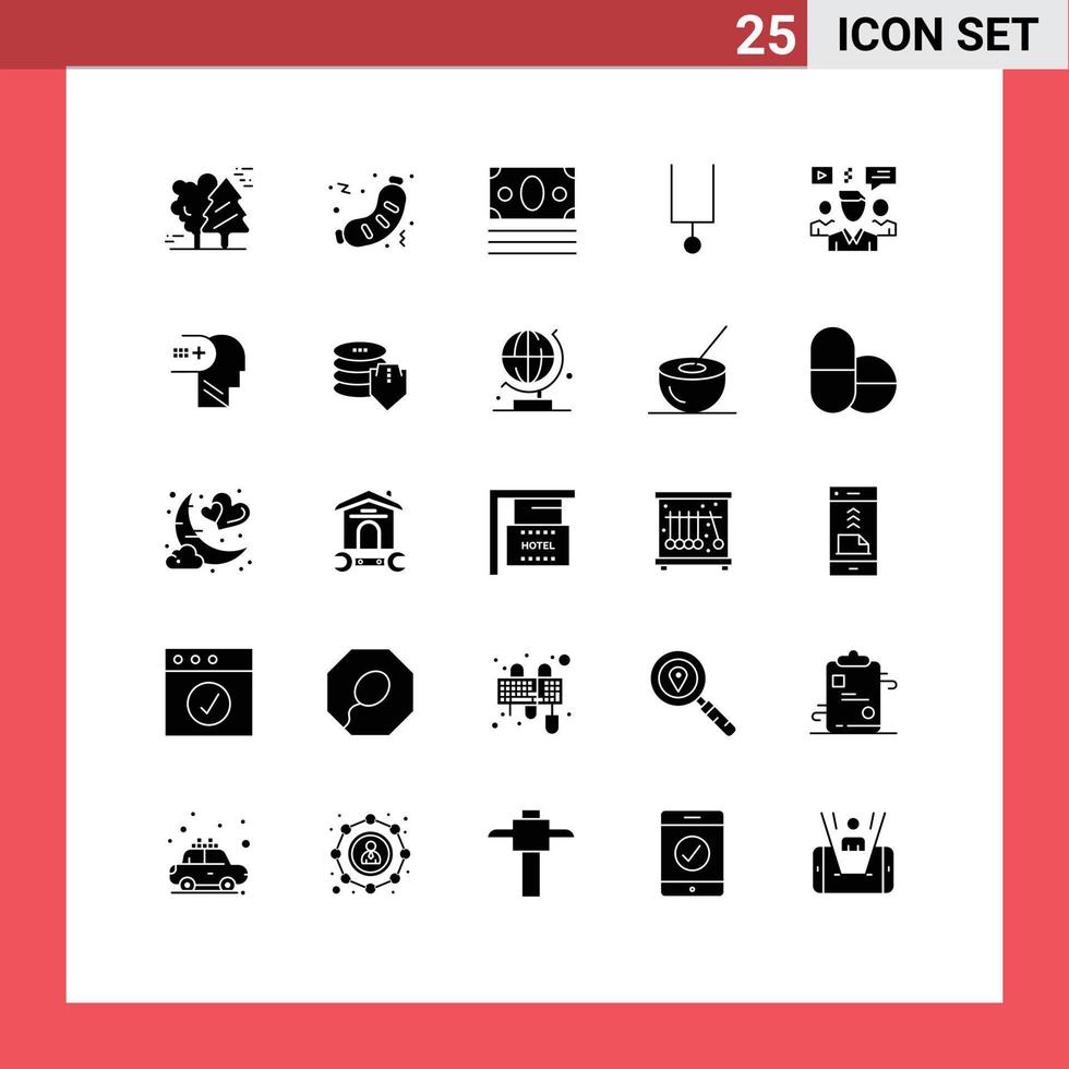solide glyph pak van 25 universeel symbolen van gebruiker muziek- rommel instrument online bewerkbare vector ontwerp elementen