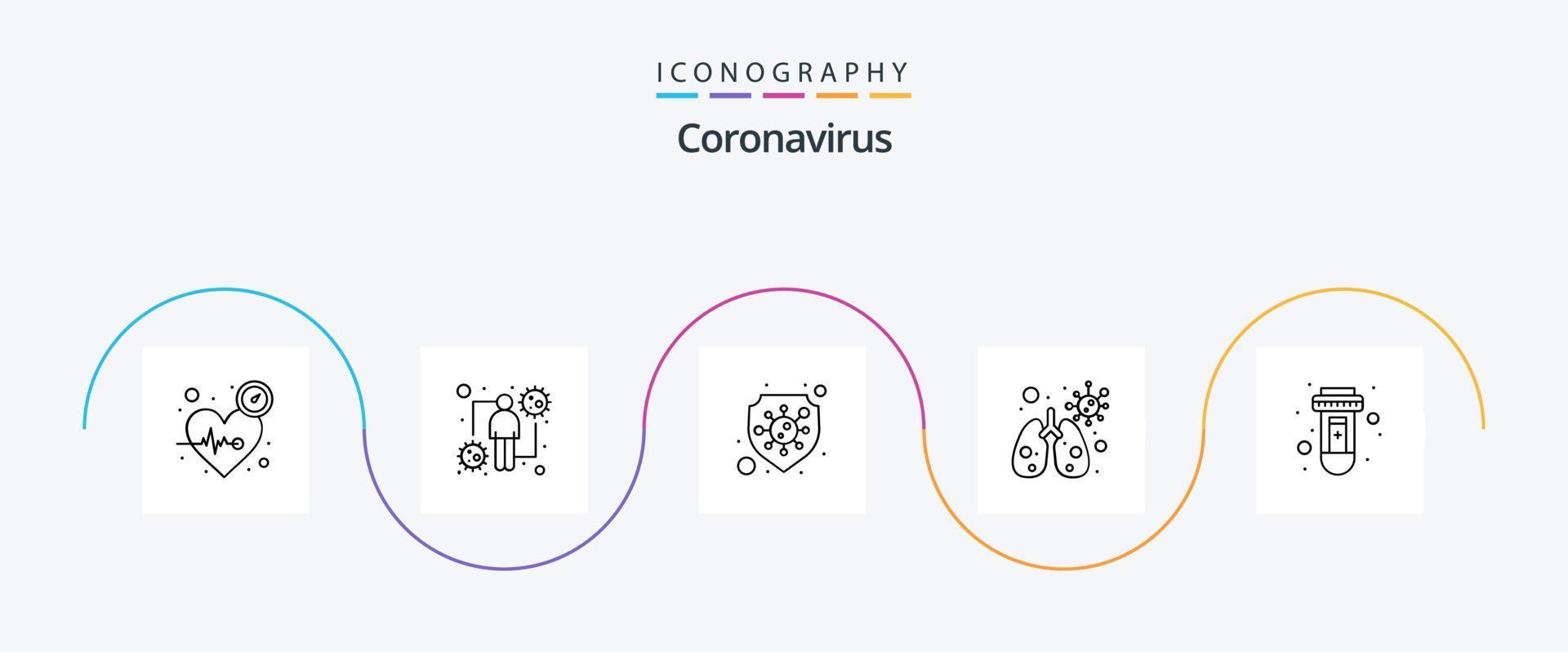 coronavirus lijn 5 icoon pak inclusief bloed. virus. viraal. geïnfecteerd. virus vector