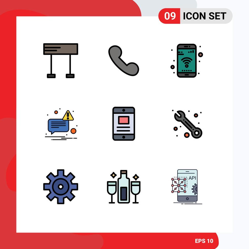 reeks van 9 modern ui pictogrammen symbolen tekens voor bedrijf tekst mobiel mobiel niet bewerkbare vector ontwerp elementen