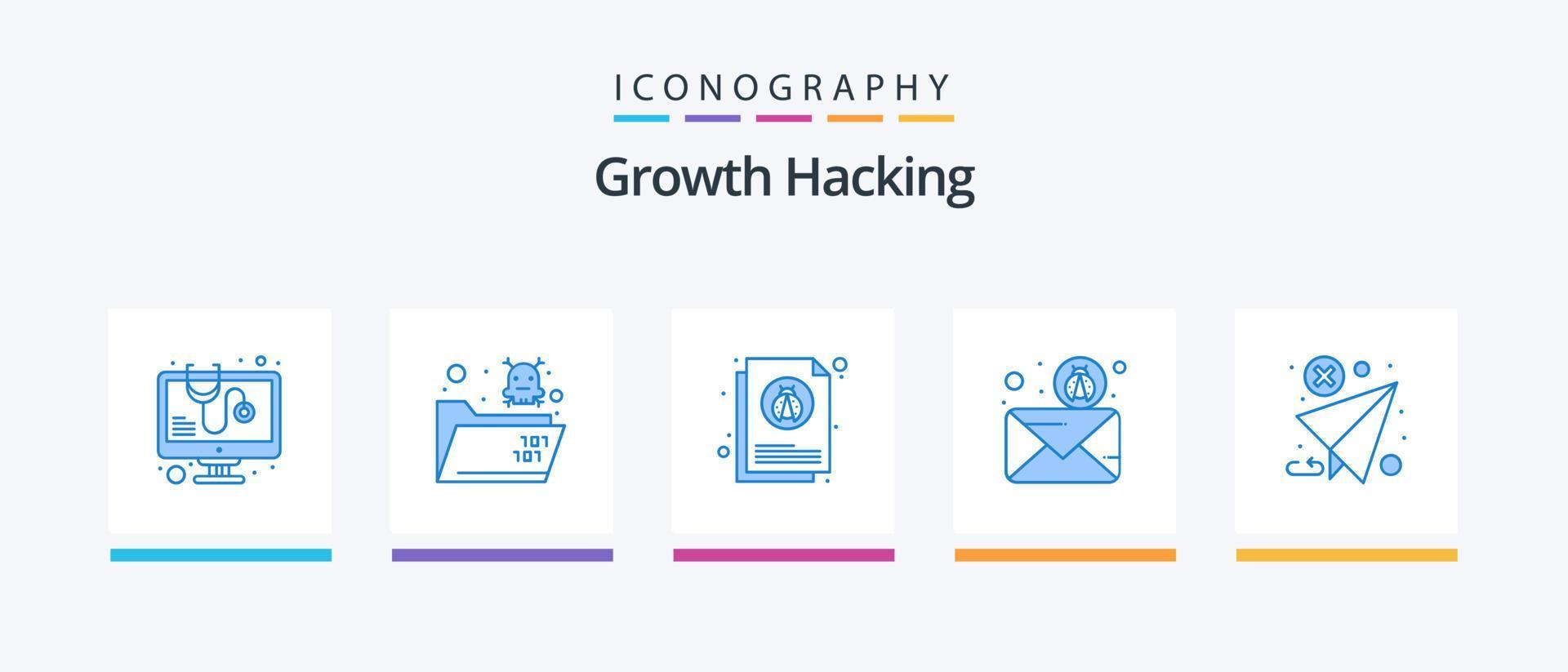 hacken blauw 5 icoon pak inclusief virus. versturen. beestje. naar voren. onzeker. creatief pictogrammen ontwerp vector