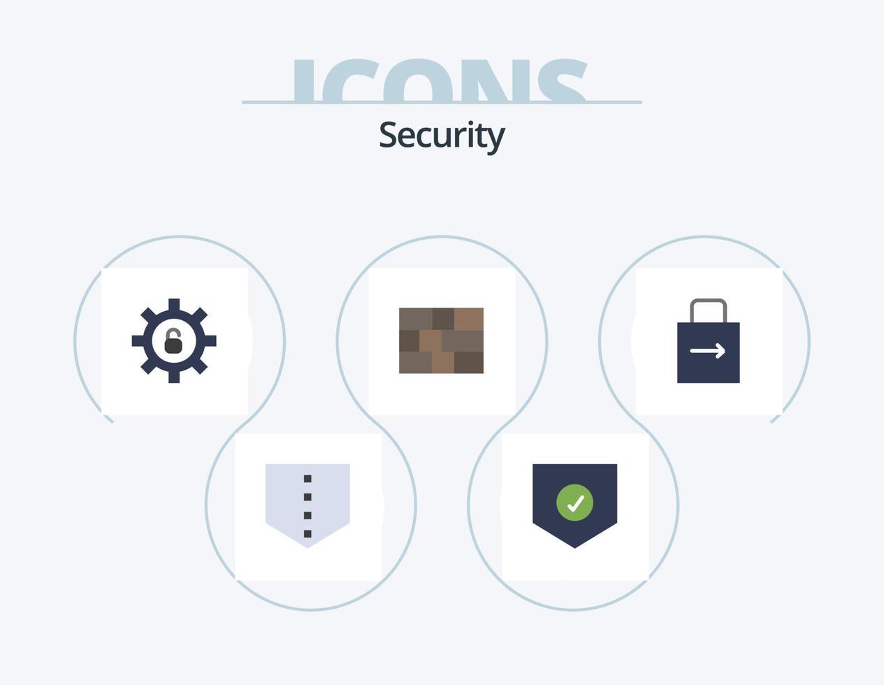 veiligheid vlak icoon pak 5 icoon ontwerp. . beschermen. instellingen. slot kussen. pijl vector