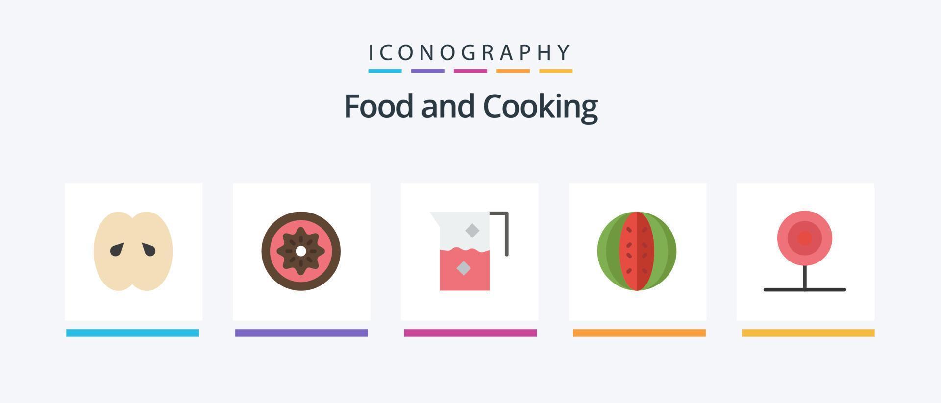 voedsel vlak 5 icoon pak inclusief fruit. drankje. kiwi. kruik. drankje. creatief pictogrammen ontwerp vector