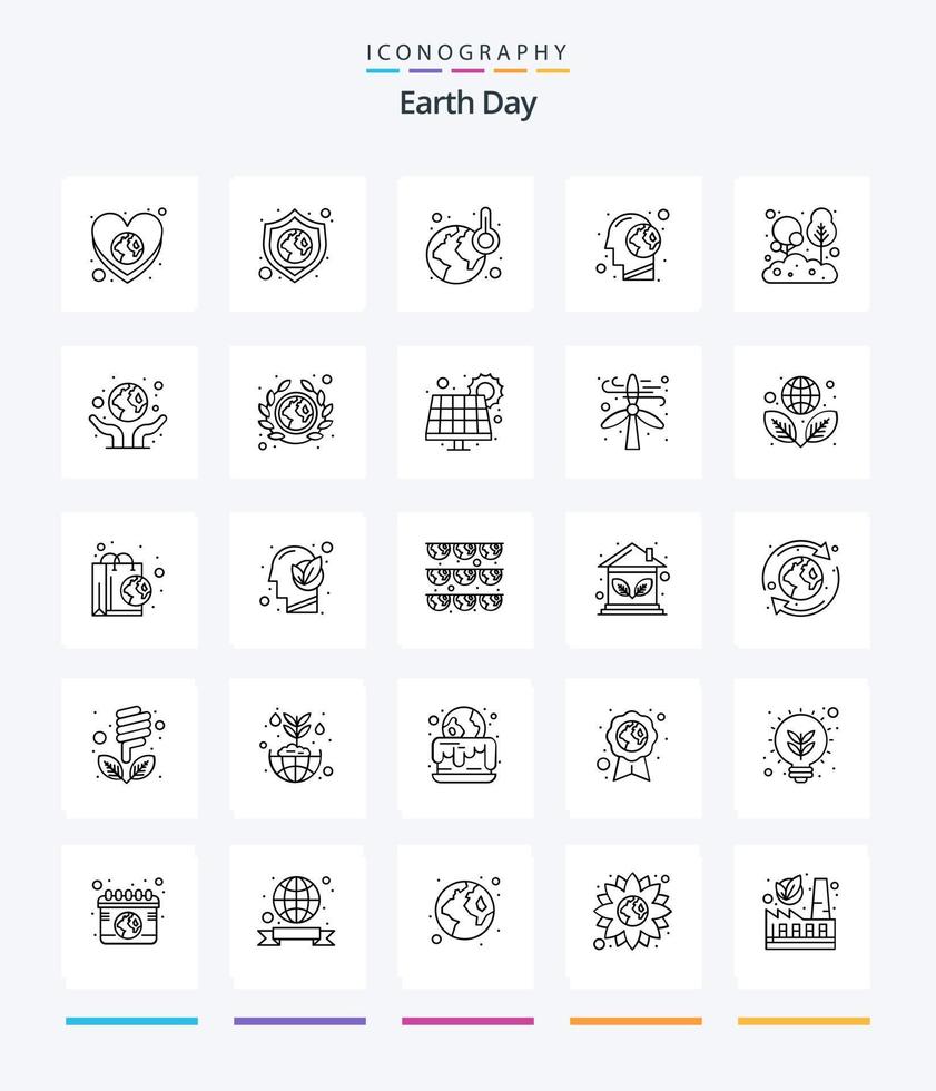 creatief aarde dag 25 schets icoon pak zo net zo eco. planeet. ecologie. menselijk. hersenen vector