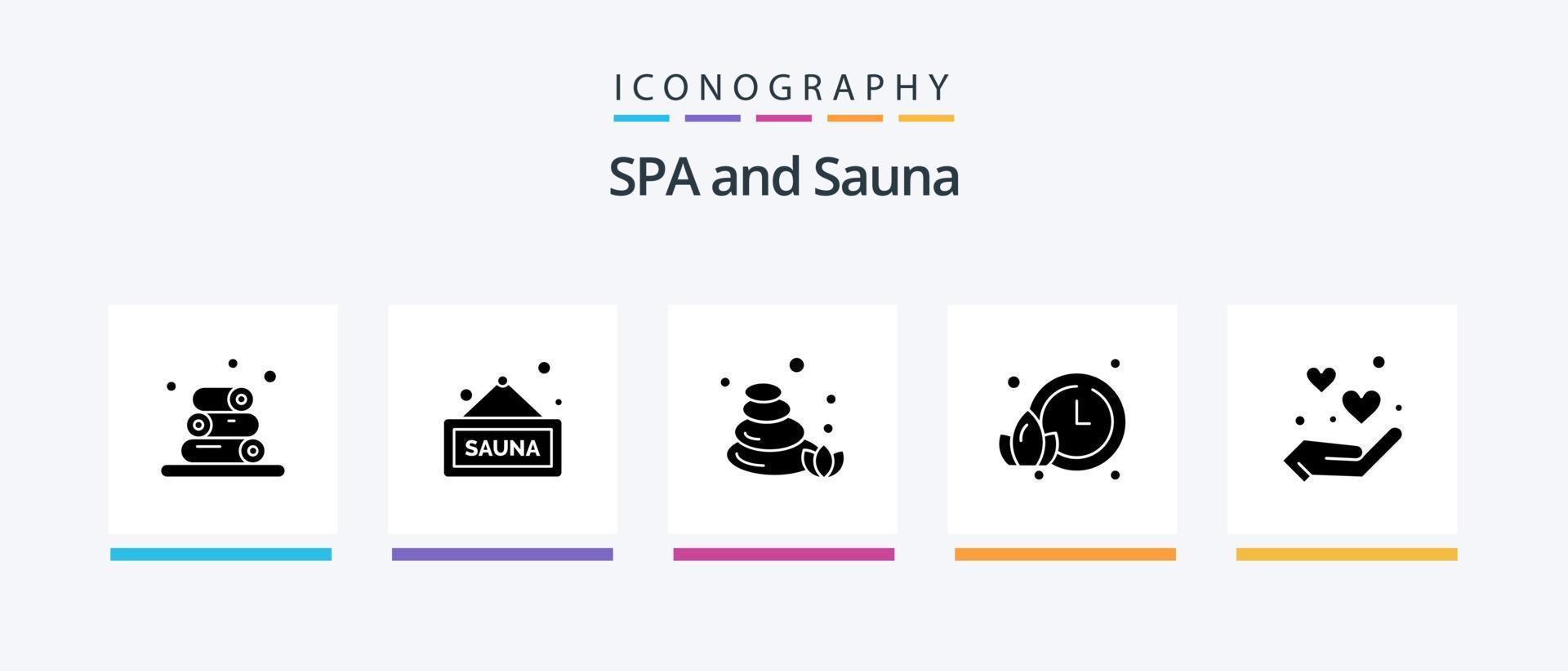 sauna glyph 5 icoon pak inclusief . liefde. sauna. hand. horloge. creatief pictogrammen ontwerp vector