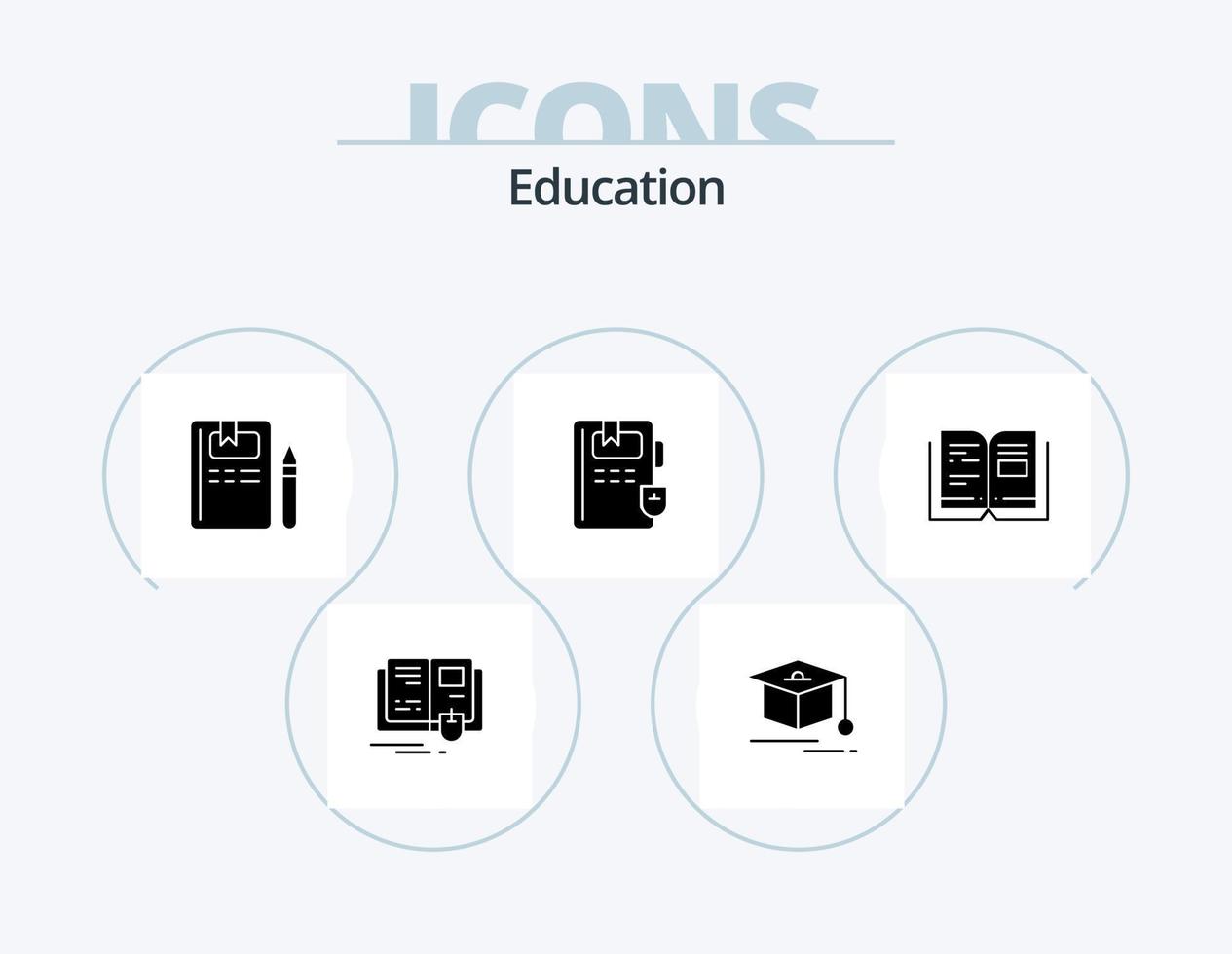 onderwijs glyph icoon pak 5 icoon ontwerp. tekst. onderwijs. onderwijs. boek. onderwijs vector