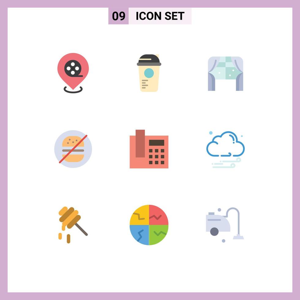 reeks van 9 modern ui pictogrammen symbolen tekens voor telefoon Nee meubilair gezondheidszorg hamburger bewerkbare vector ontwerp elementen