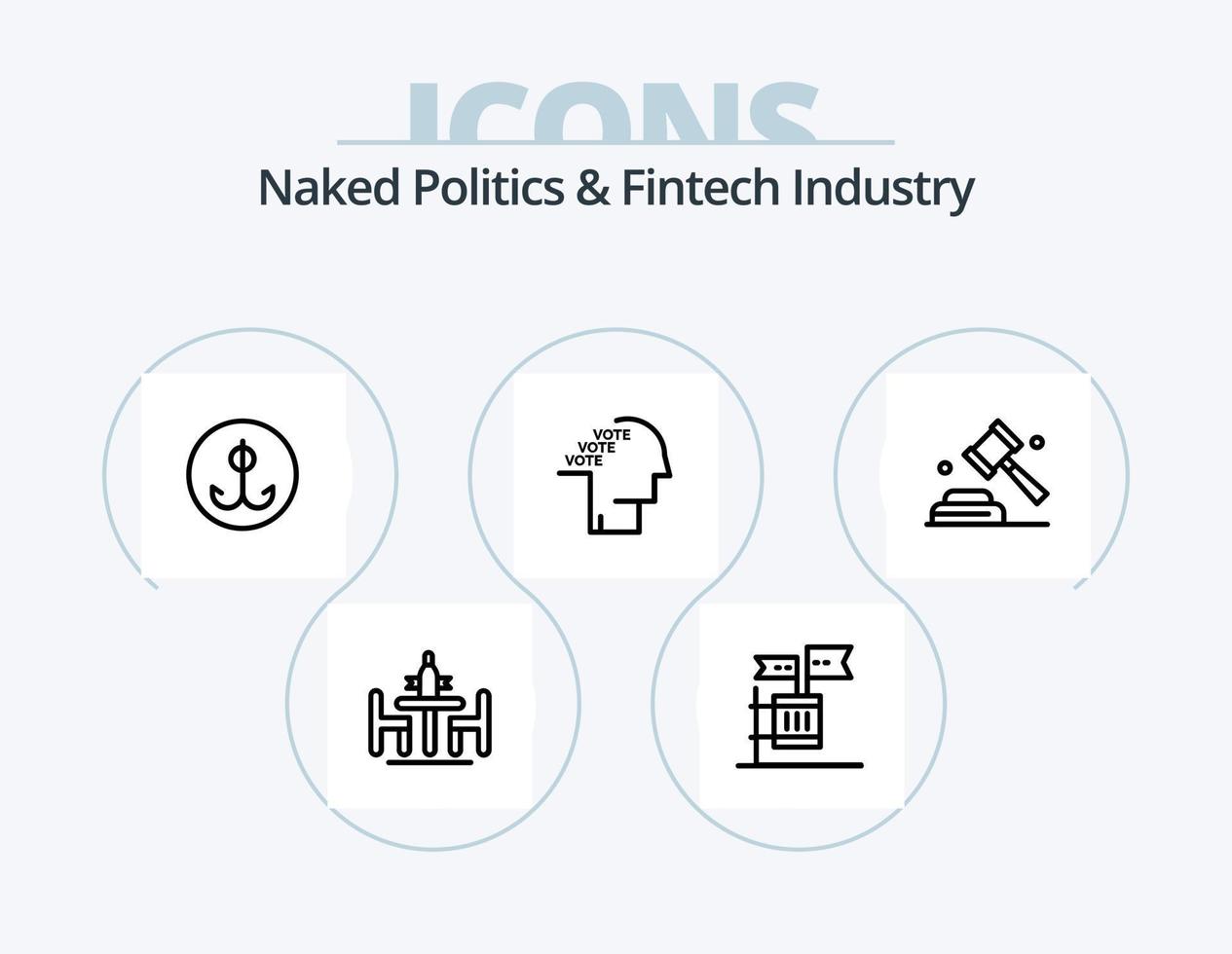 naakt politiek en FinTech industrie lijn icoon pak 5 icoon ontwerp. corrupt. omkoping. stemmen. omkoping. invloed vector