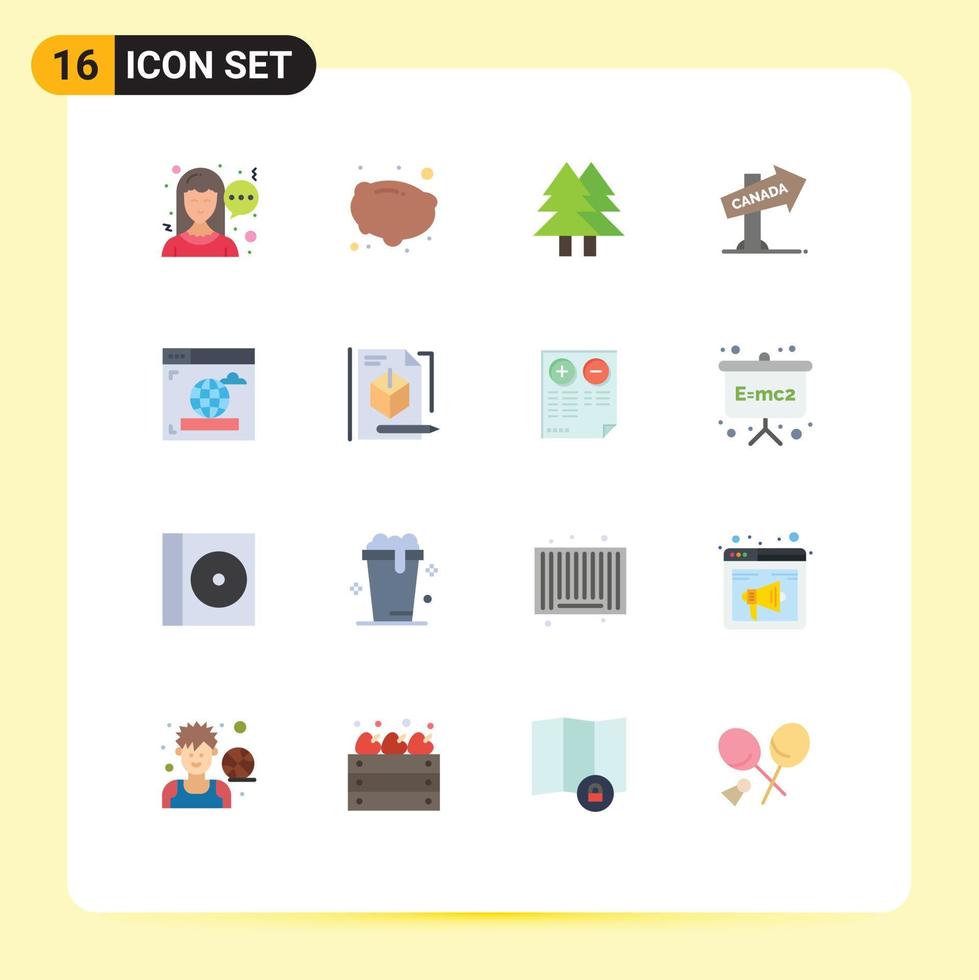 pak van 16 creatief vlak kleuren van web browser milieu teken richting bewerkbare pak van creatief vector ontwerp elementen