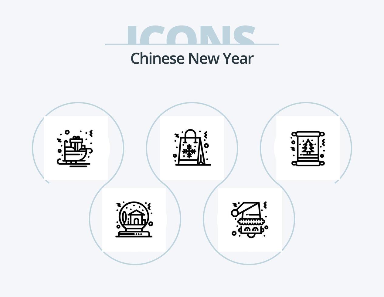 Chinese nieuw jaar lijn icoon pak 5 icoon ontwerp. licht. lamp. papier. Chinese. nieuw vector