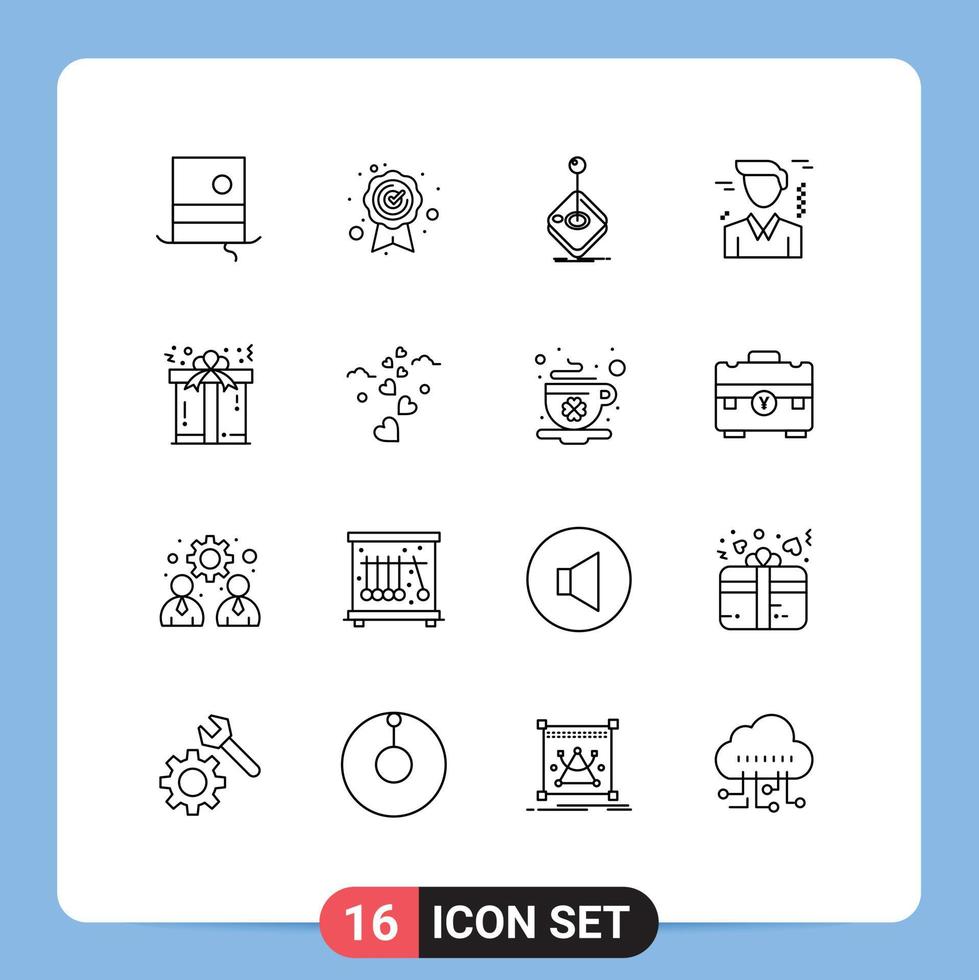 voorraad vector icoon pak van 16 lijn tekens en symbolen voor Cadeau Kerstmis spel kantoor bedrijf bewerkbare vector ontwerp elementen