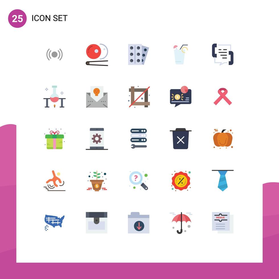 universeel icoon symbolen groep van 25 modern vlak kleuren van telefoontje voedsel sport- drinken tablet bewerkbare vector ontwerp elementen