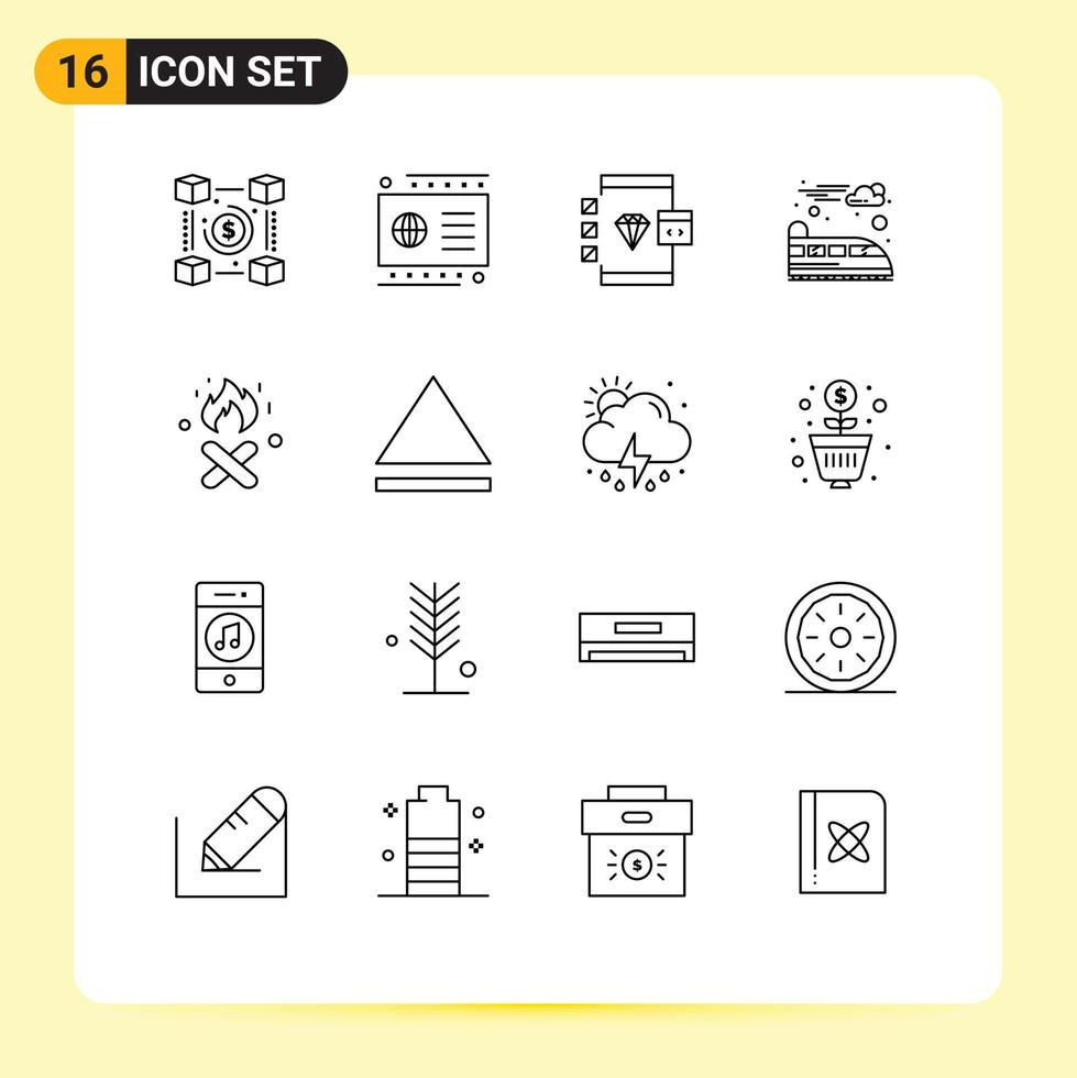 voorraad vector icoon pak van 16 lijn tekens en symbolen voor brand buitenwijk betaling elektrisch ontwikkelen bewerkbare vector ontwerp elementen