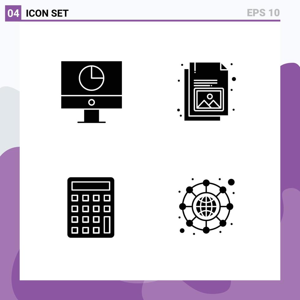 voorraad vector icoon pak van 4 lijn tekens en symbolen voor computer rekenmachine geld document onderwijs bewerkbare vector ontwerp elementen