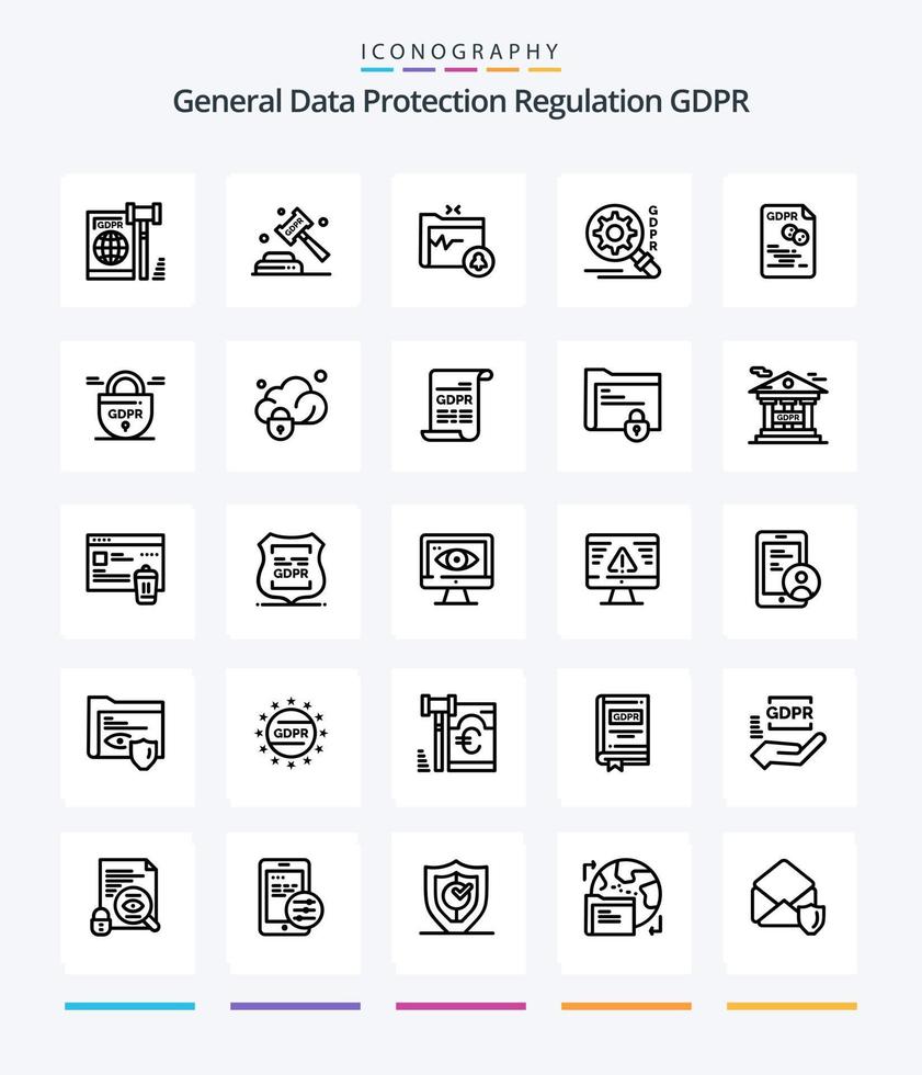 creatief gdpr 25 schets icoon pak zo net zo . gdpr . gdpr . map . vector