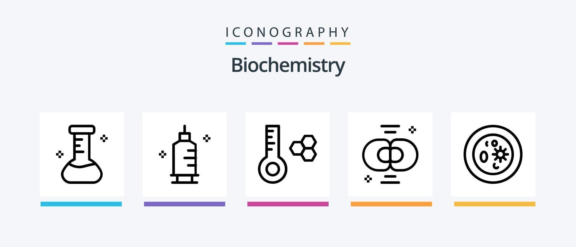 biochemie lijn 5 icoon pak inclusief laboratorium. cel. brand. biologie. fakkel. creatief pictogrammen ontwerp vector