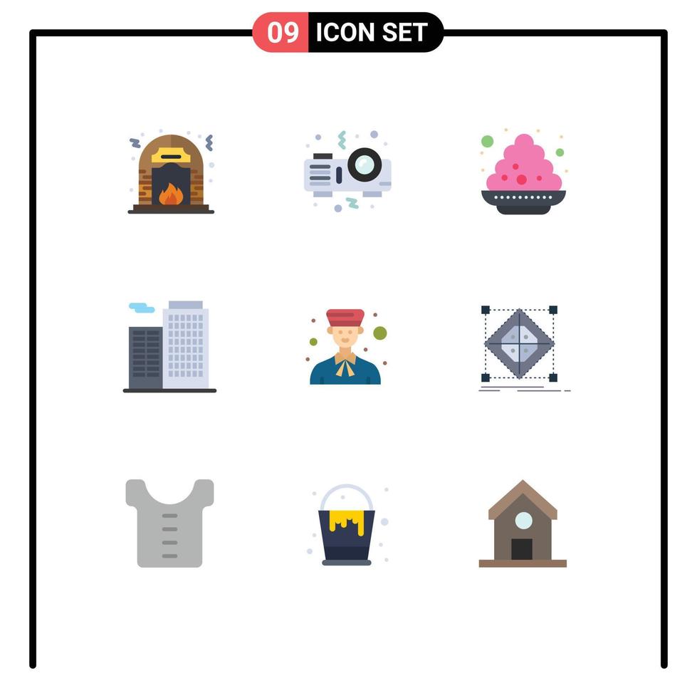 pictogram reeks van 9 gemakkelijk vlak kleuren van jongen avatar kleur huis appartement bewerkbare vector ontwerp elementen