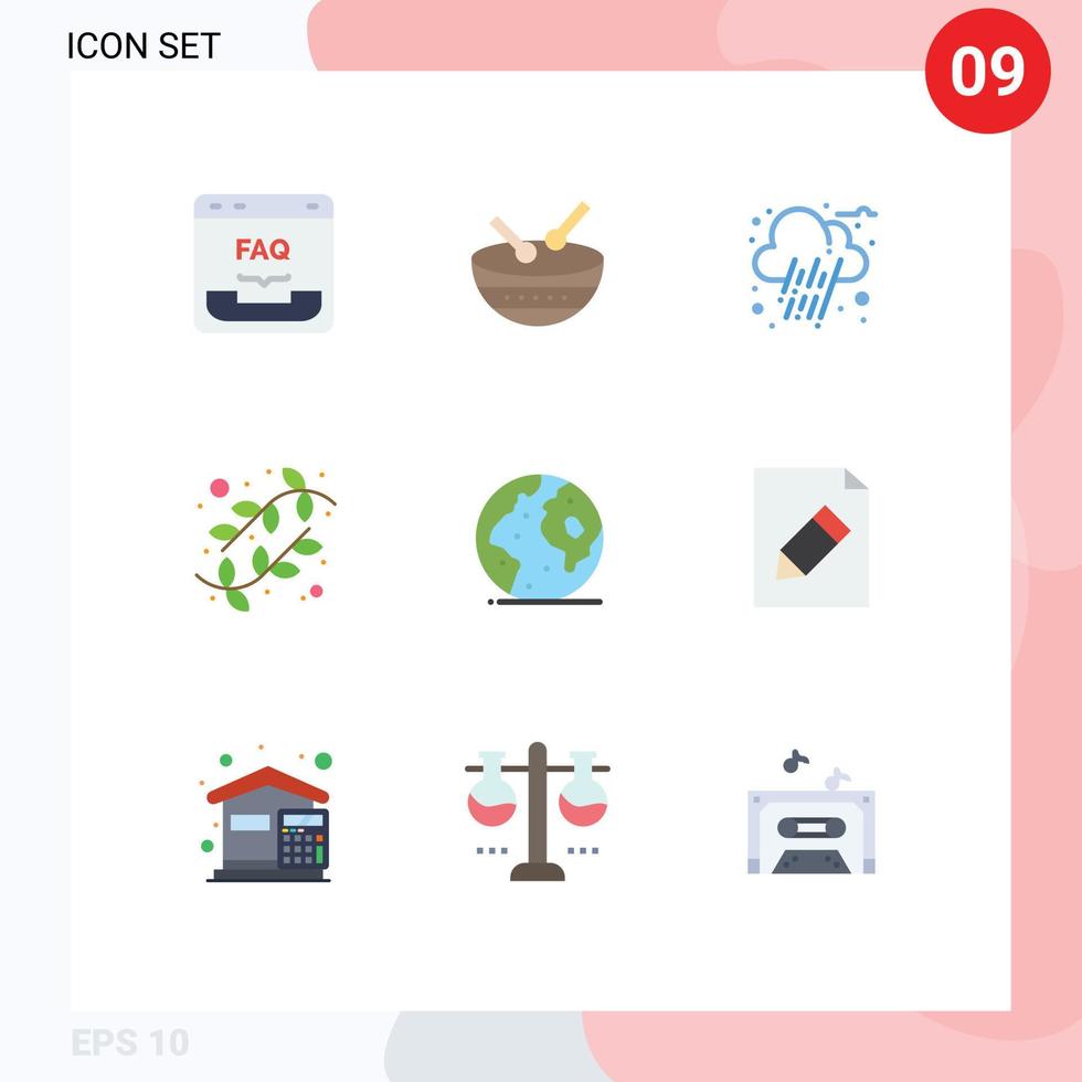 reeks van 9 modern ui pictogrammen symbolen tekens voor wereldbol natuur optocht Pasen bloemknoppen bewerkbare vector ontwerp elementen
