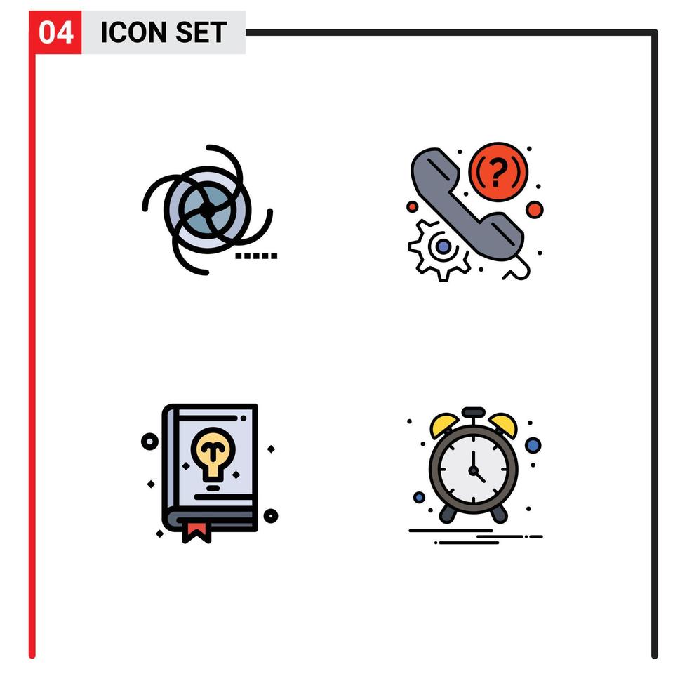 universeel icoon symbolen groep van 4 modern gevulde lijn vlak kleuren van zwart ondersteuning heelal FAQ onderwijs bewerkbare vector ontwerp elementen