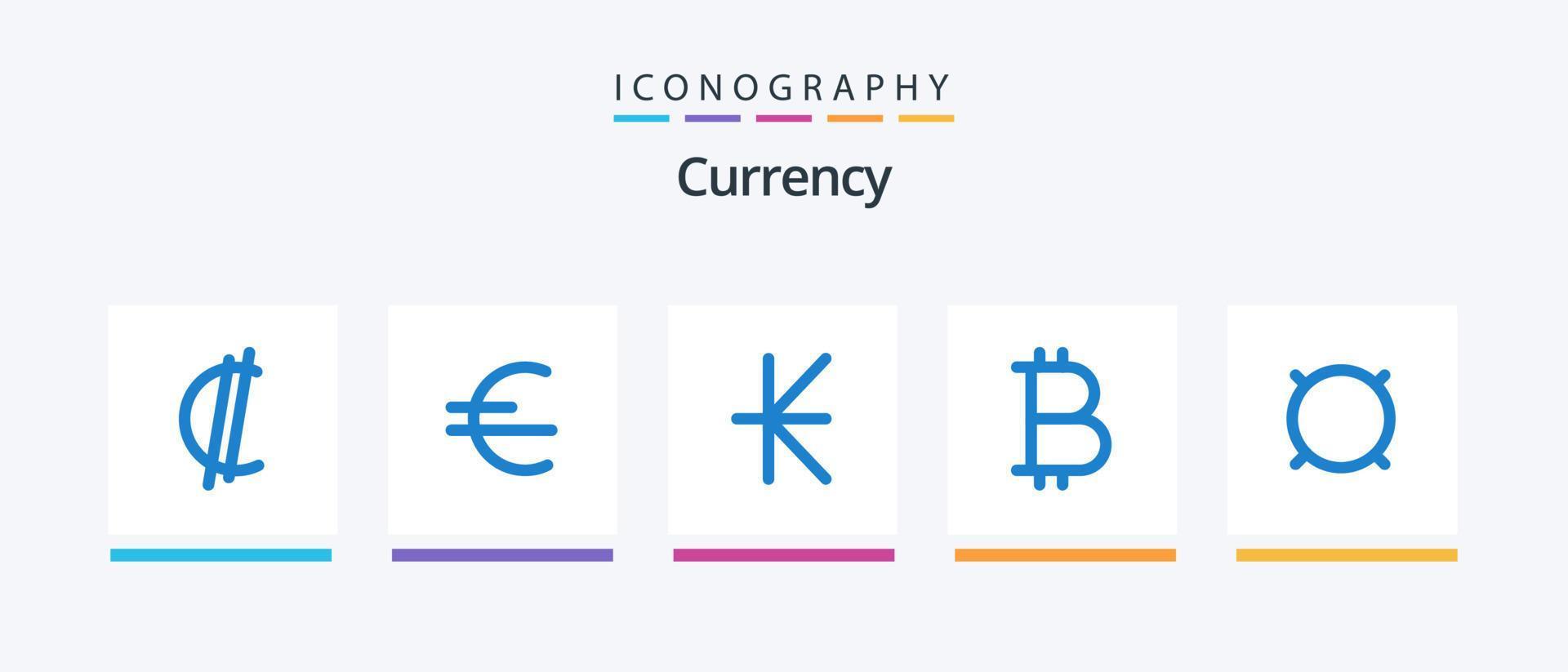 valuta blauw 5 icoon pak inclusief algemeen. geld. kip. algemeen geld. btc. creatief pictogrammen ontwerp vector