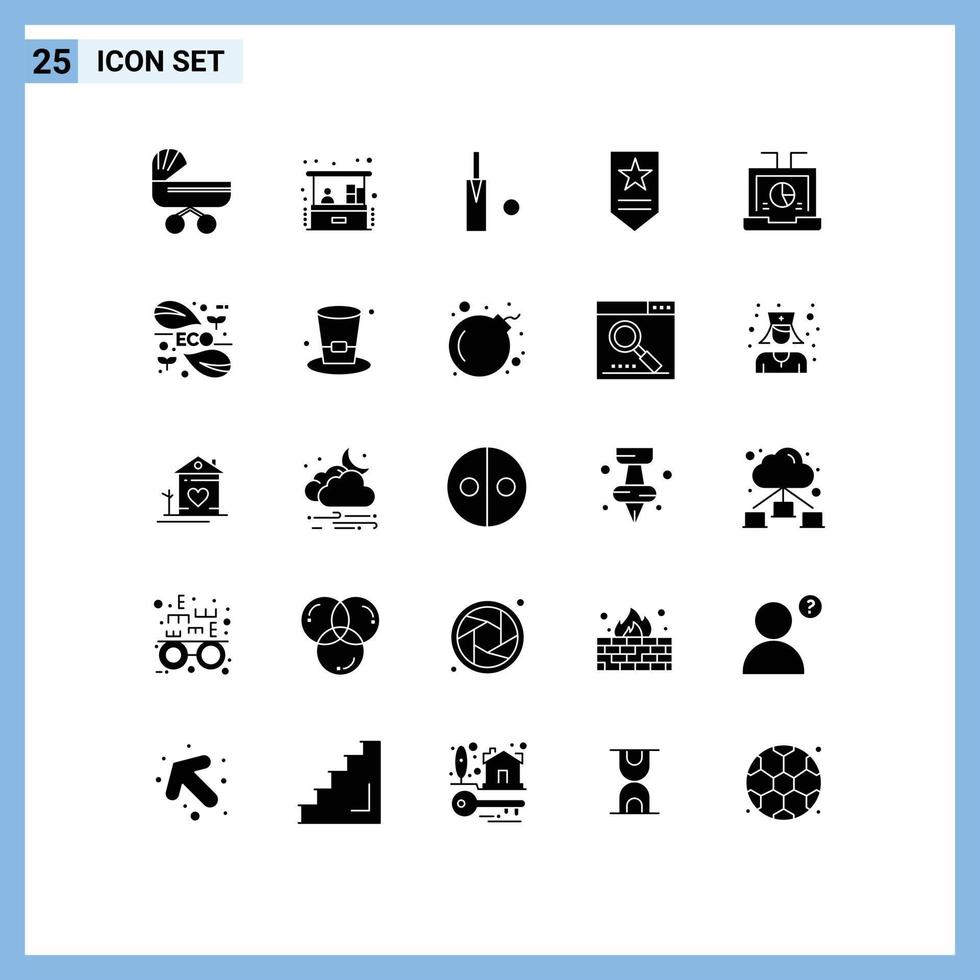 pictogram reeks van 25 gemakkelijk solide glyphs van laptop bedrijf klein bedrijf rang insigne bewerkbare vector ontwerp elementen