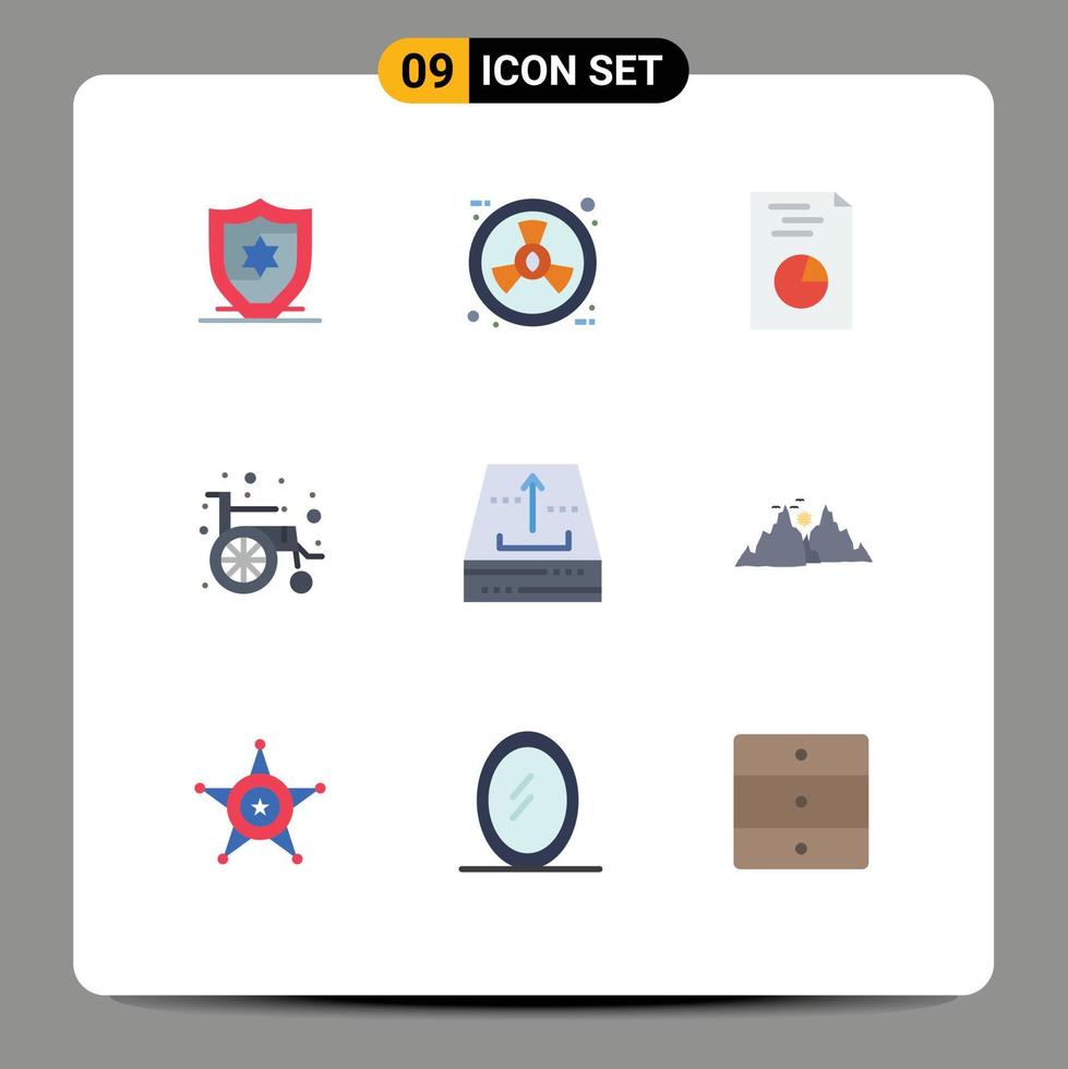 voorraad vector icoon pak van 9 lijn tekens en symbolen voor omhoog het dossier handen doos wiel stoel bewerkbare vector ontwerp elementen