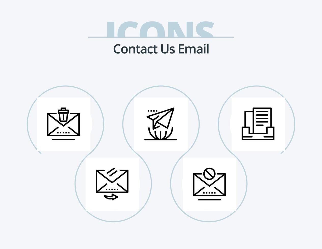 e-mail lijn icoon pak 5 icoon ontwerp. envelop. verwijderen. bericht. mail. sturen vector