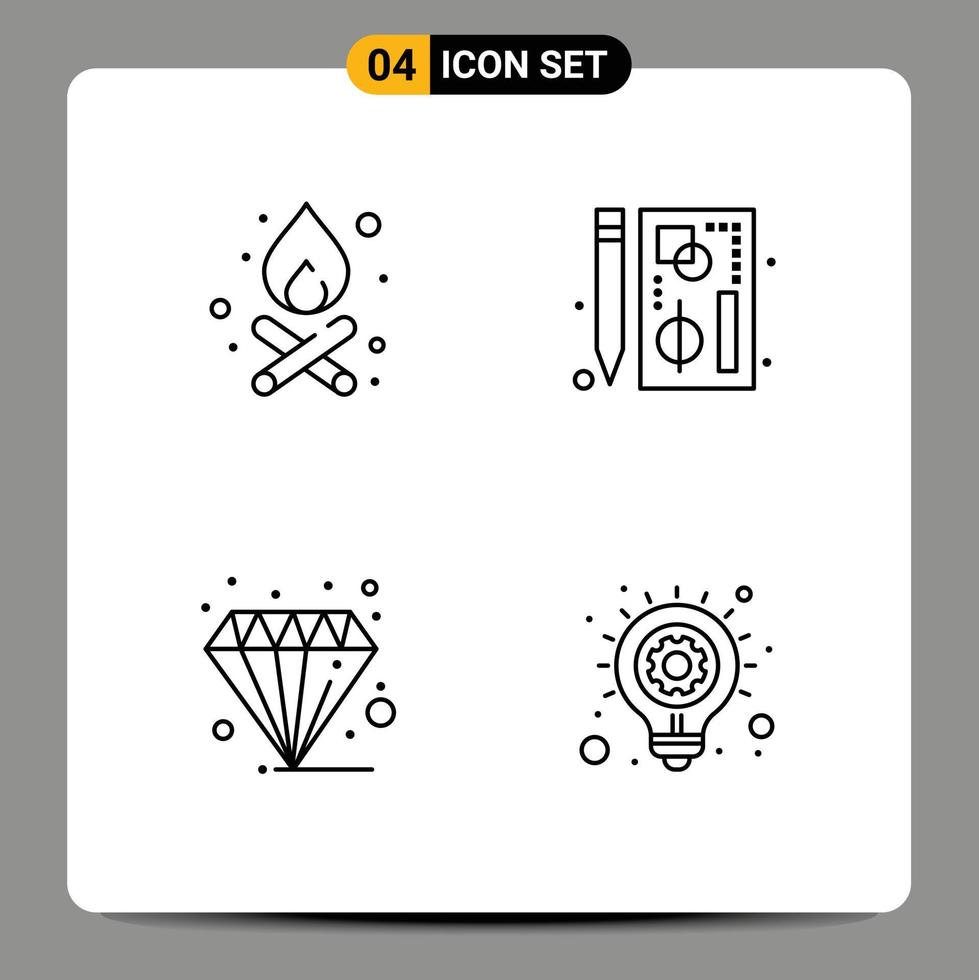 4 creatief pictogrammen modern tekens en symbolen van vreugdevuur diamant browser bladzijde financiën bewerkbare vector ontwerp elementen