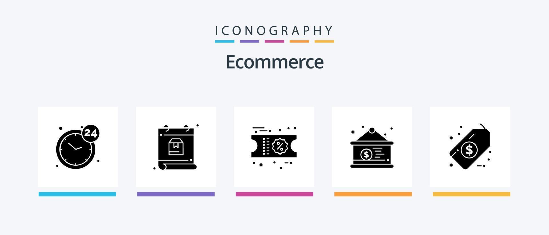 ecommerce glyph 5 icoon pak inclusief geld. dollar teken. pakket. dollar. bord. creatief pictogrammen ontwerp vector