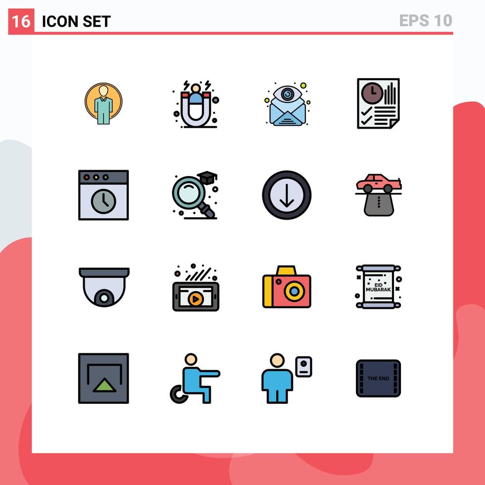 reeks van 16 modern ui pictogrammen symbolen tekens voor tijd bladzijde hechting document visie bewerkbare creatief vector ontwerp elementen