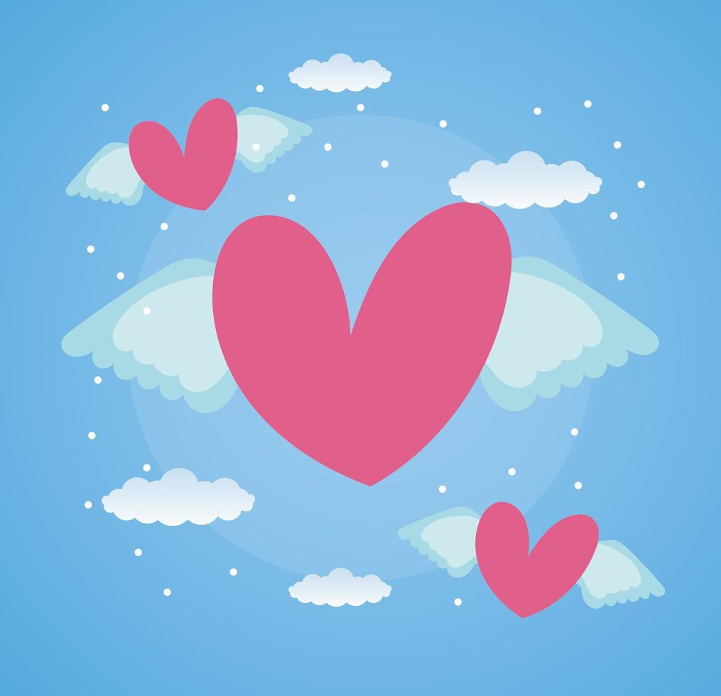 gelukkige Valentijnsdag kaart met hart vliegen vector