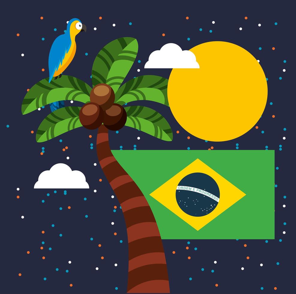 Braziliaanse carnavalviering met vlag vector