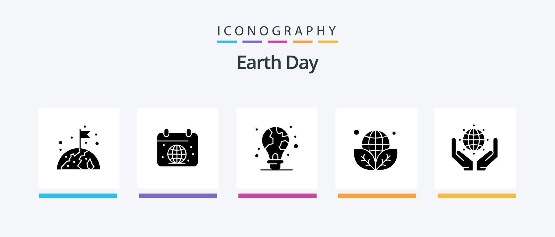 aarde dag glyph 5 icoon pak inclusief groente. ecologie. wereld. aarde dag. licht lamp. creatief pictogrammen ontwerp vector