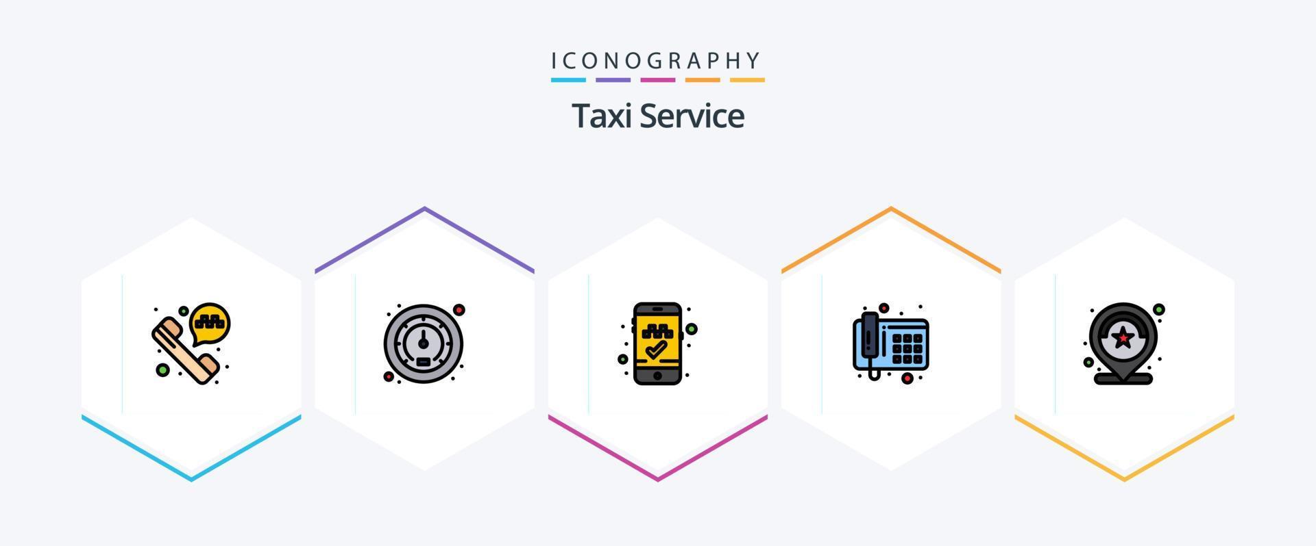 taxi onderhoud 25 gevulde lijn icoon pak inclusief . opnieuw bekijken. mobiel app. beoordeling. plaats vector