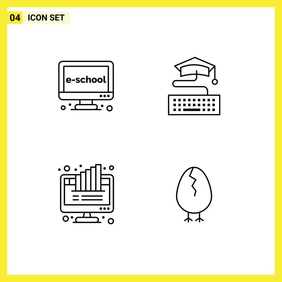 4 gebruiker koppel lijn pak van modern tekens en symbolen van e diagram aan het leren toetsenbord computer bewerkbare vector ontwerp elementen