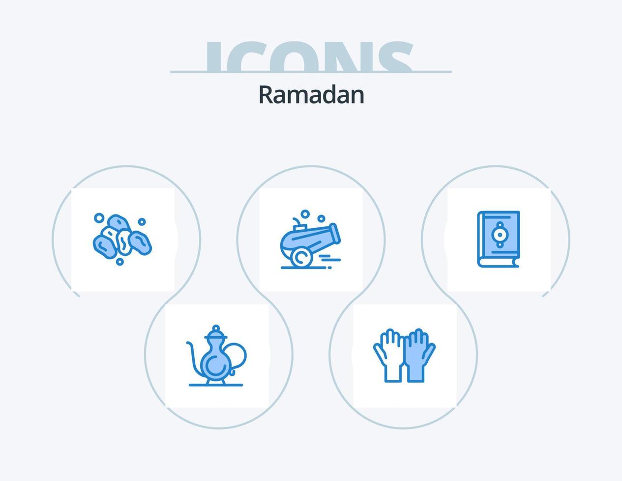 Ramadan blauw icoon pak 5 icoon ontwerp. Islam. Islam. geloof. iftar. heilig vector